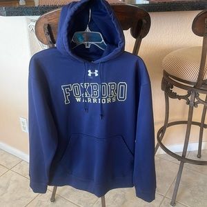 Vintage Foxboro Warriors hooded Sweatshirt  Native American mascot left sleeve.